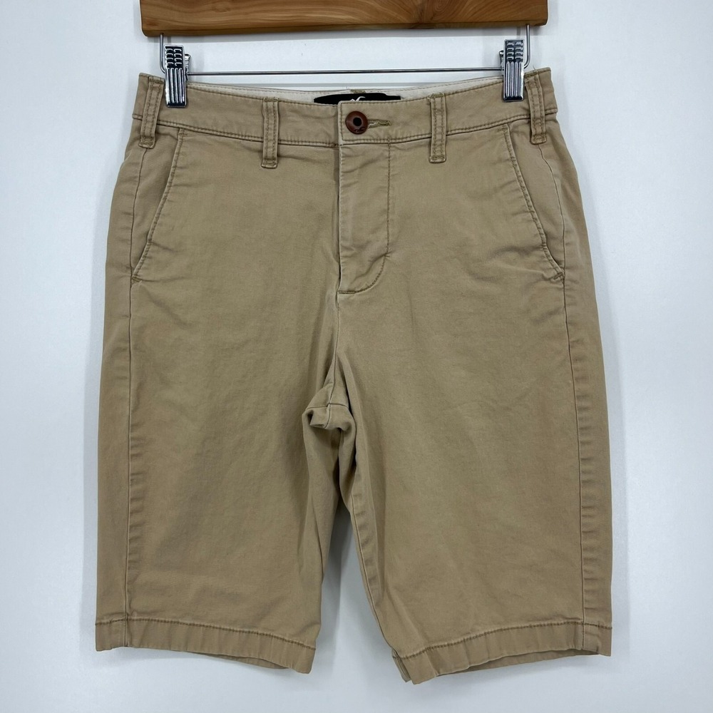 Hollister Cali Longboard Epic Flex Khaki Chino Shorts Boys Size 26 Tan